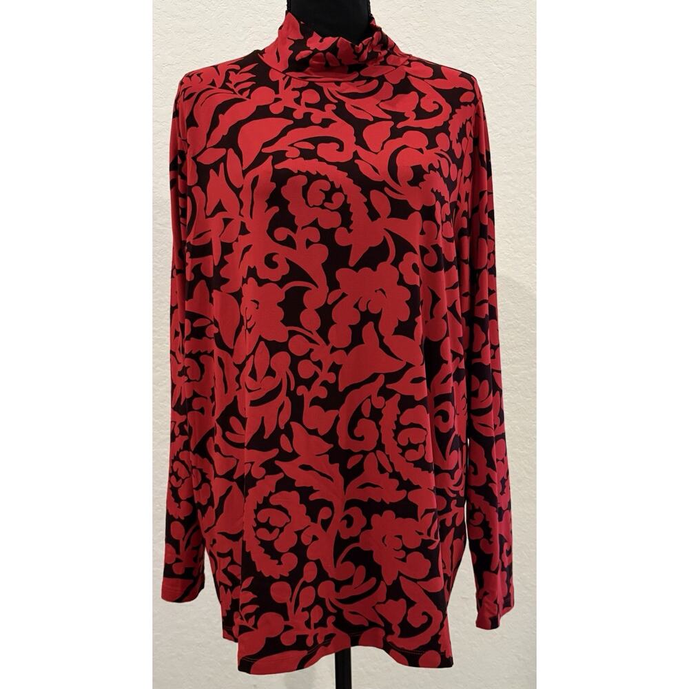 Chico’s Touch Of Cool Long Sleeve Layer Mock Wild Poppy Size 4 (XXL) NWT